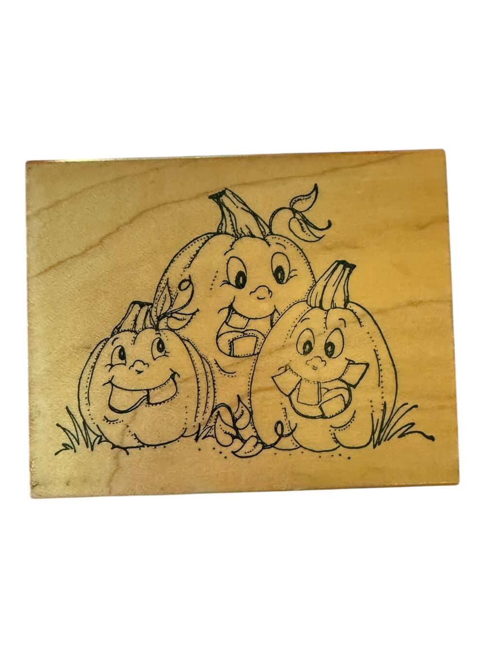 Art Impressions Vintage 1996 3 Halloween Pumpkins Smiling I-1267 Rubber Stamp